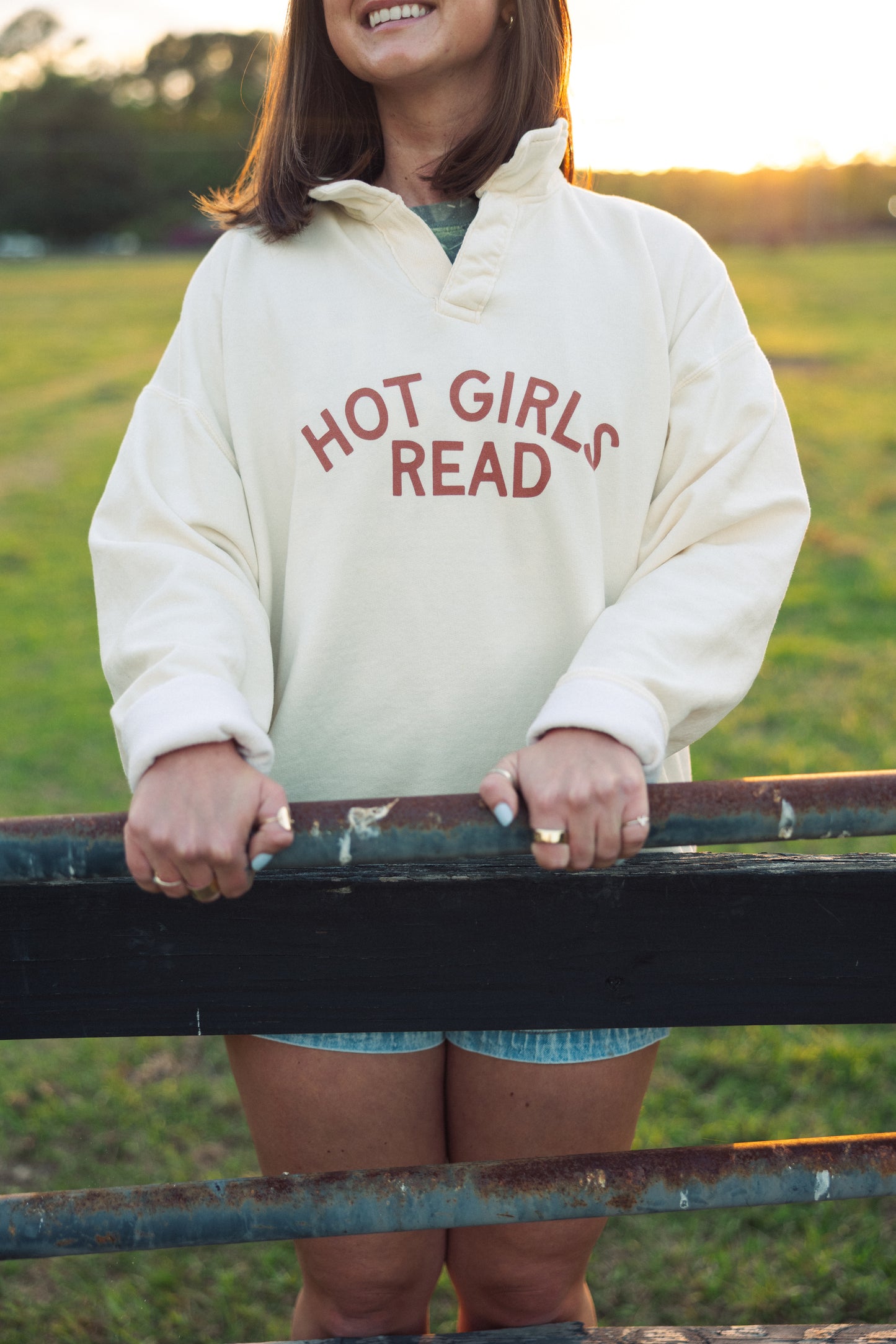Hot Girls Read Collared Sweatshirt