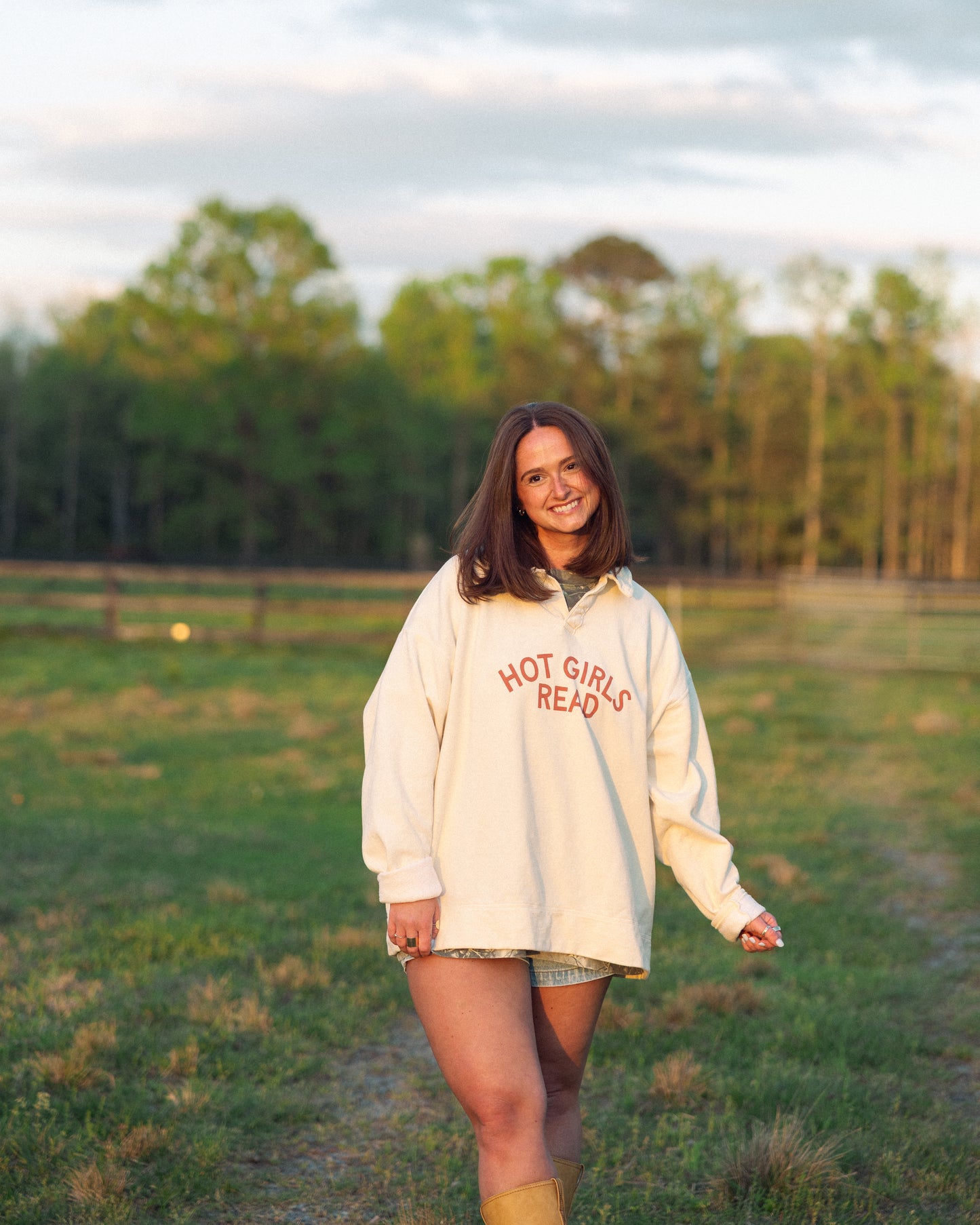 Hot Girls Read Collared Sweatshirt