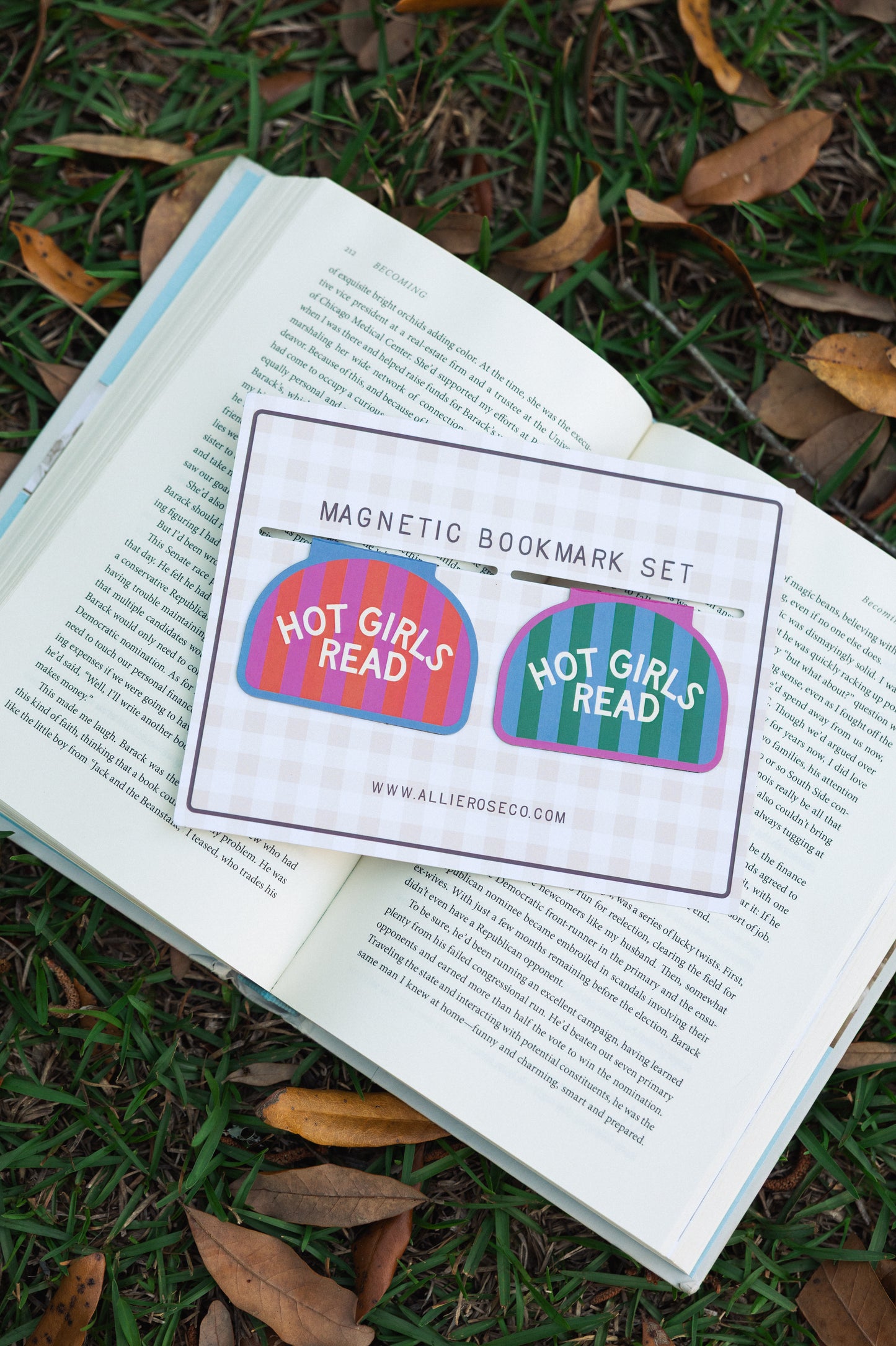 Hot Girls Read Striped Magnetic Bookmark Set