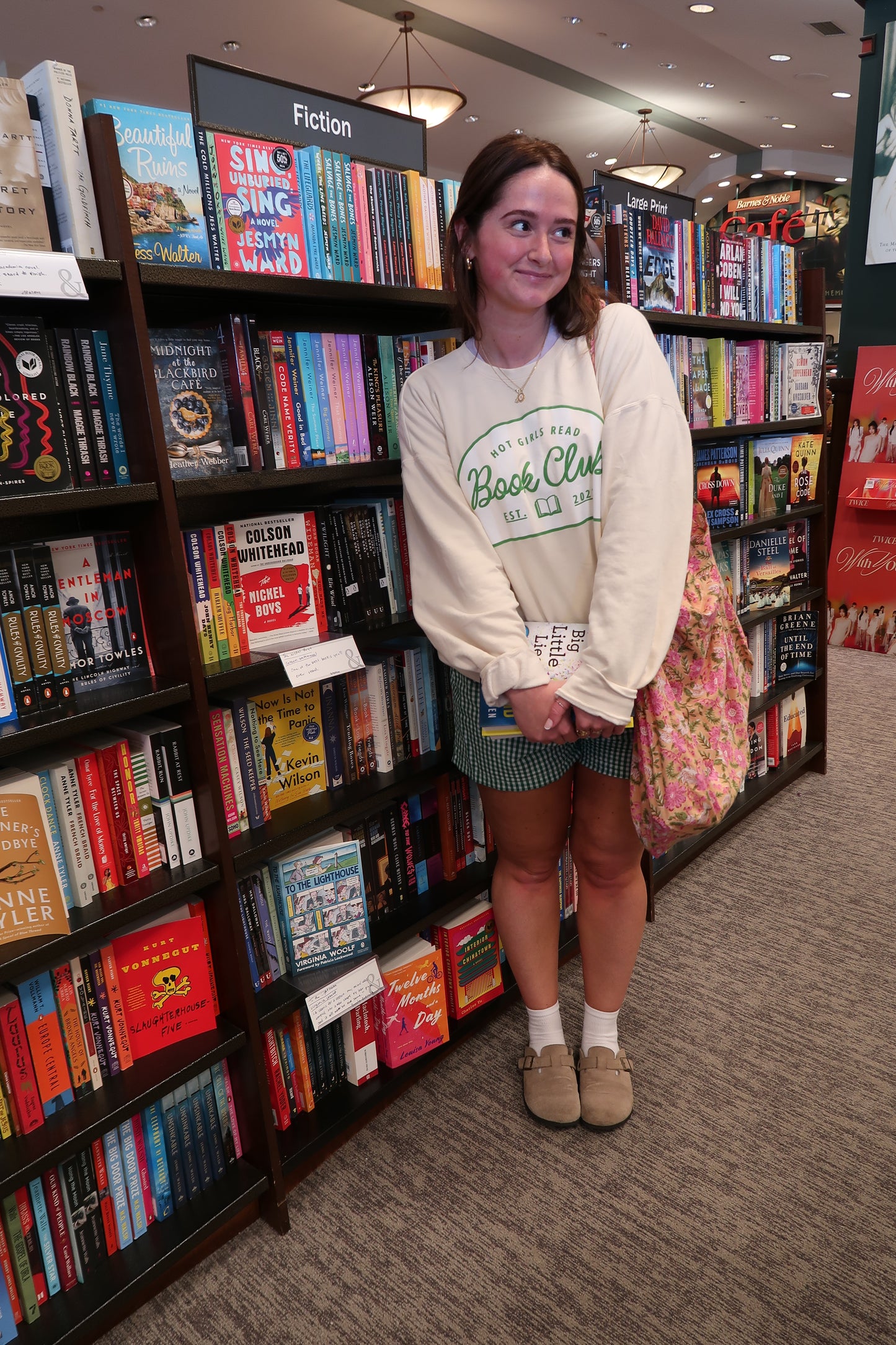 Pink Striped Hot Girls Read Lightweight Crew