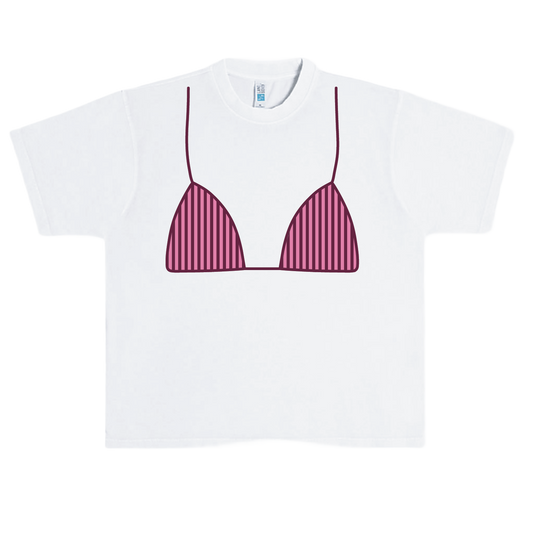 Pink Striped Bikini Short Sleeve Tee