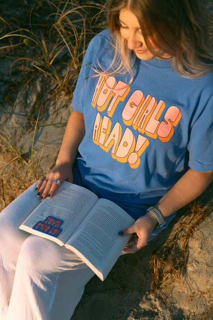 Hot Girls Read Purple Short Sleeve Tee - Pink & Orange