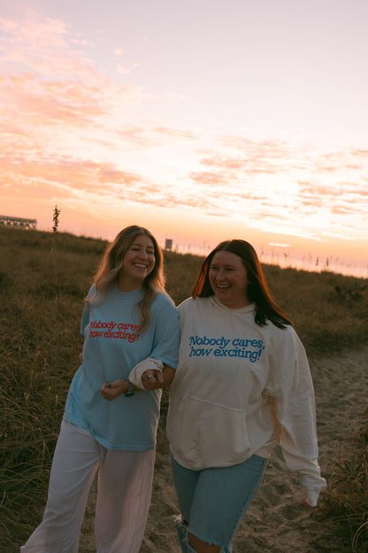 Nobody Cares, How Exciting! Light Blue Short Sleeve Tee