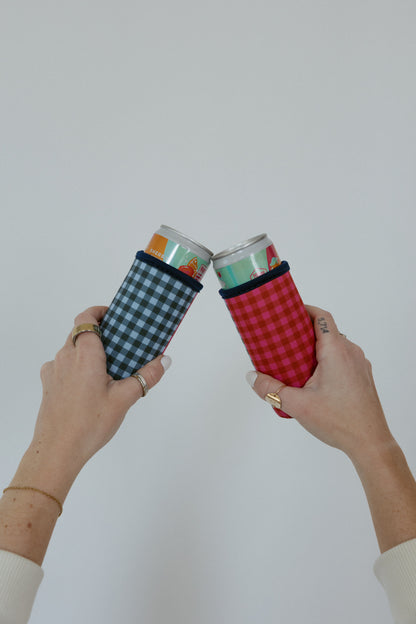 Gingham Slim Can Drink Sleeve