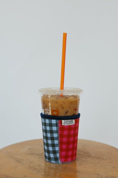 Coffee O'Clock Gingham Coffee Drink Sleeve