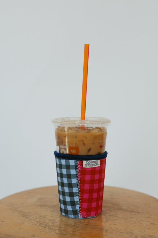 Coffee O'Clock Gingham Coffee Drink Sleeve