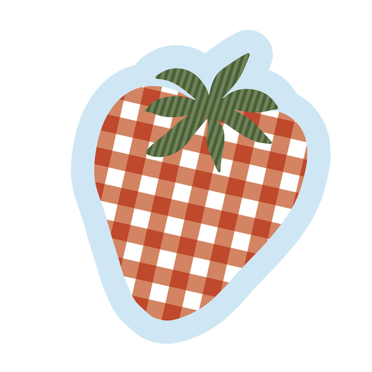 Gingham Strawberry Sticker