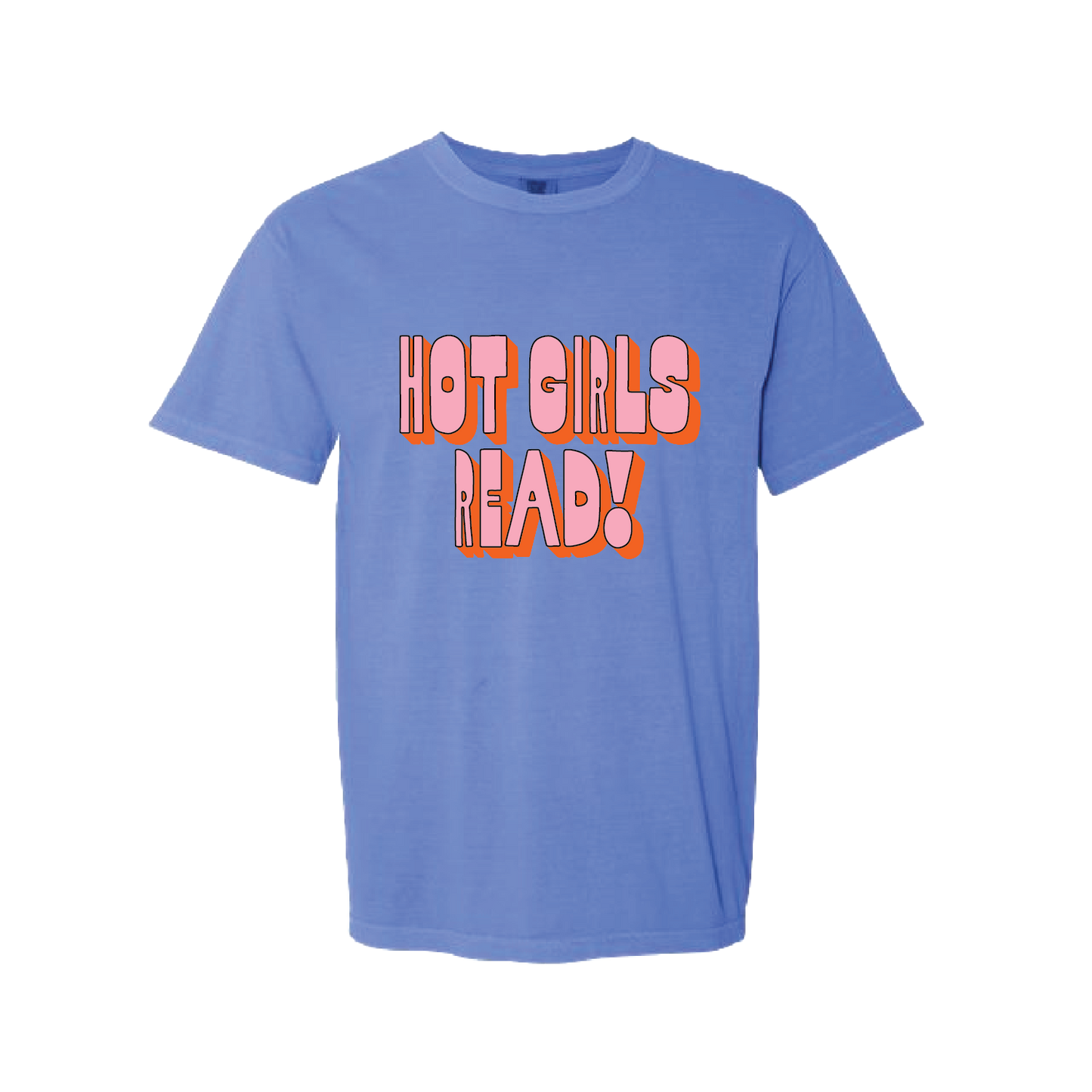 Hot Girls Read Purple Short Sleeve Tee - Pink & Orange