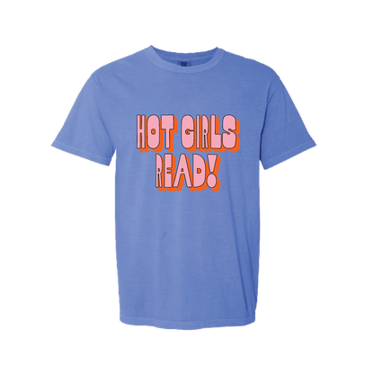 Hot Girls Read Purple Short Sleeve Tee - Pink & Orange