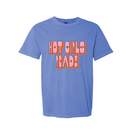 Hot Girls Read Purple Short Sleeve Tee - Pink & Orange