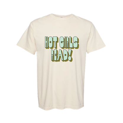 Hot Girls Read Ivory Short Sleeve Tee - Teal & Olive Green