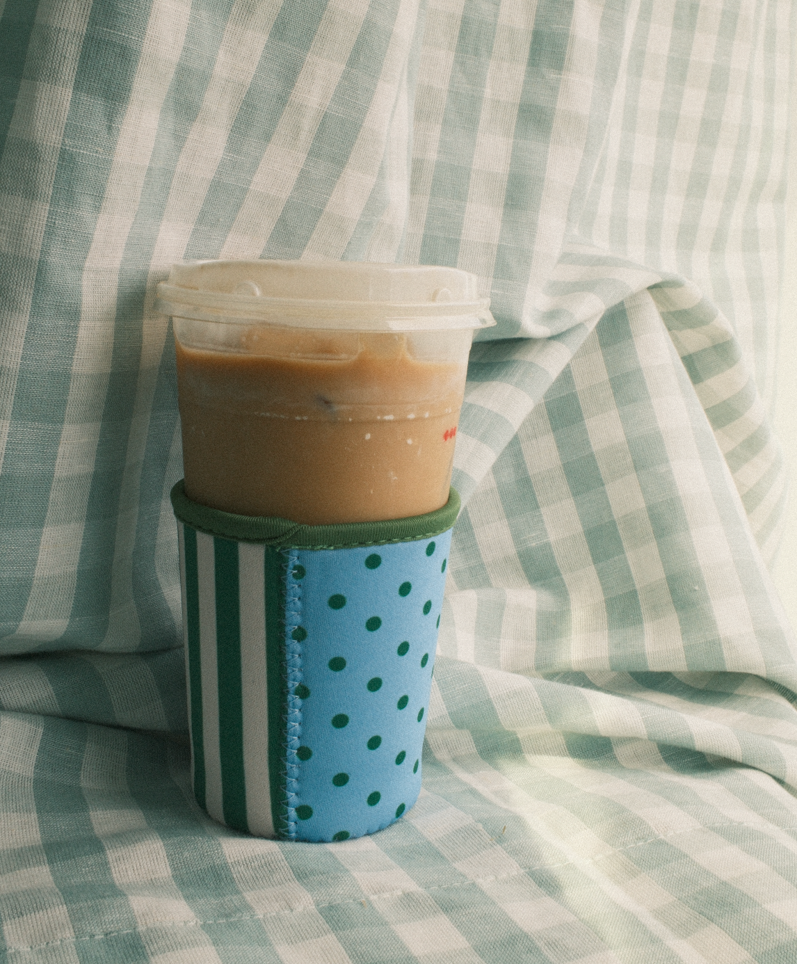 Blue/Green Polka Dot Striped Drink Sleeve