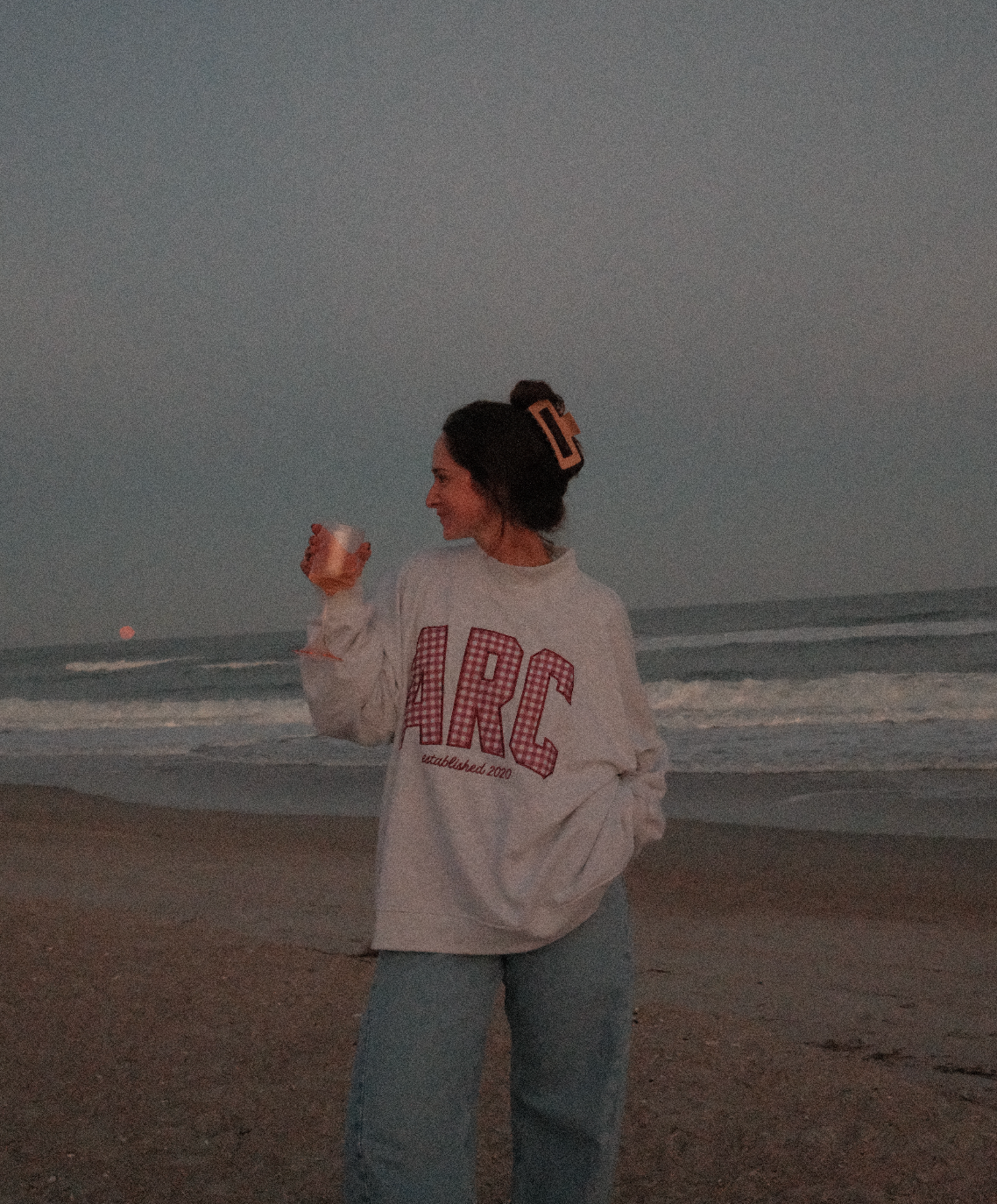 ARC Grey Gingham Mock Neck Sweatshirt