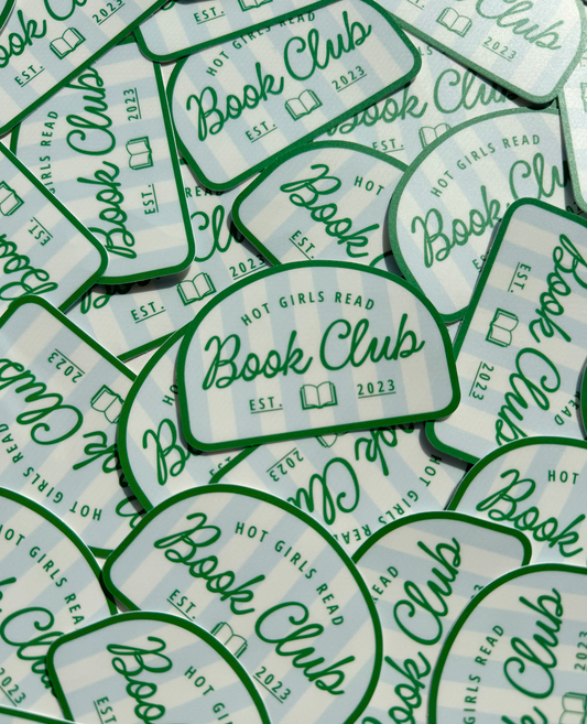 Blue Striped Hot Girls Read Book Club Badge Sticker