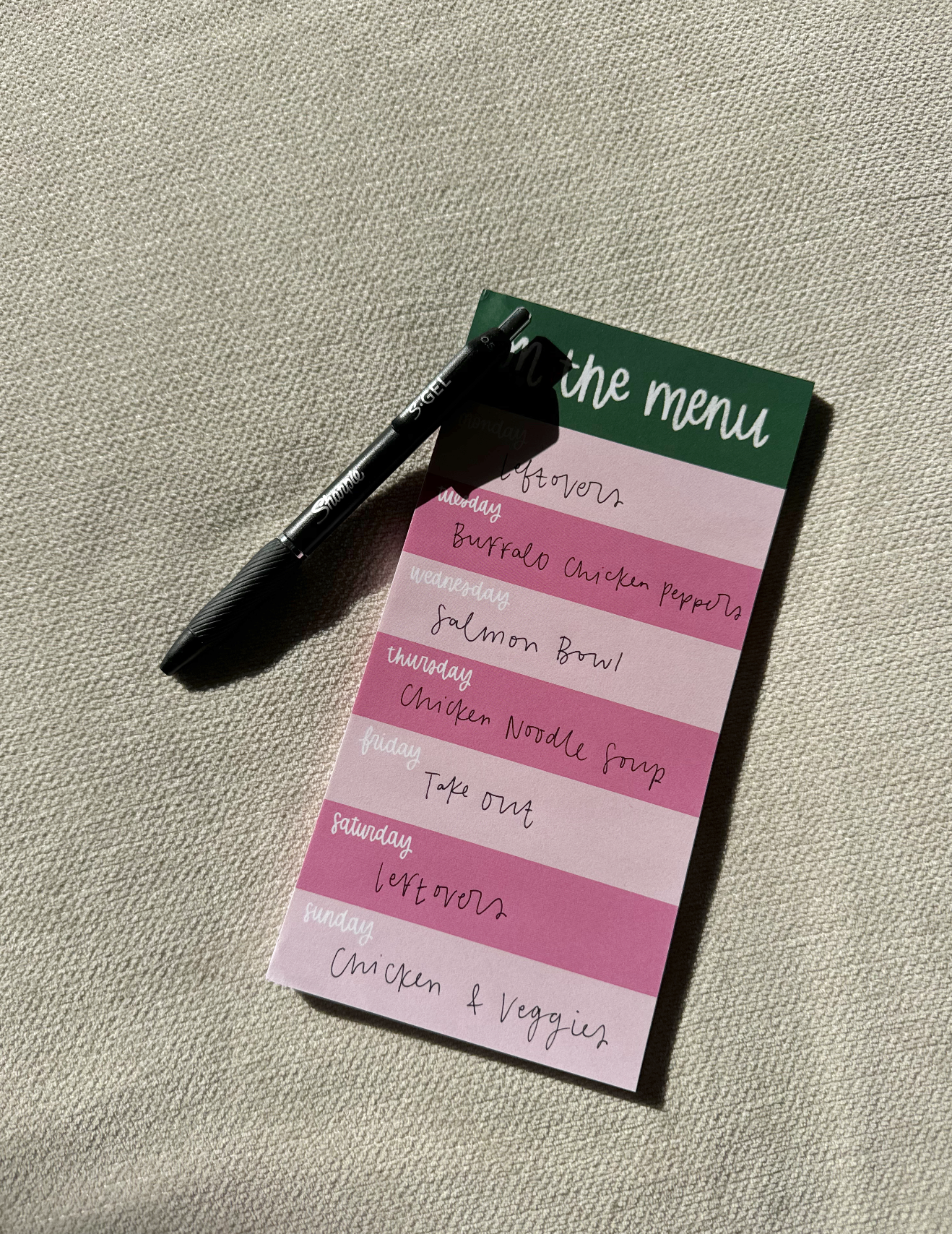 On The Menu Notepad