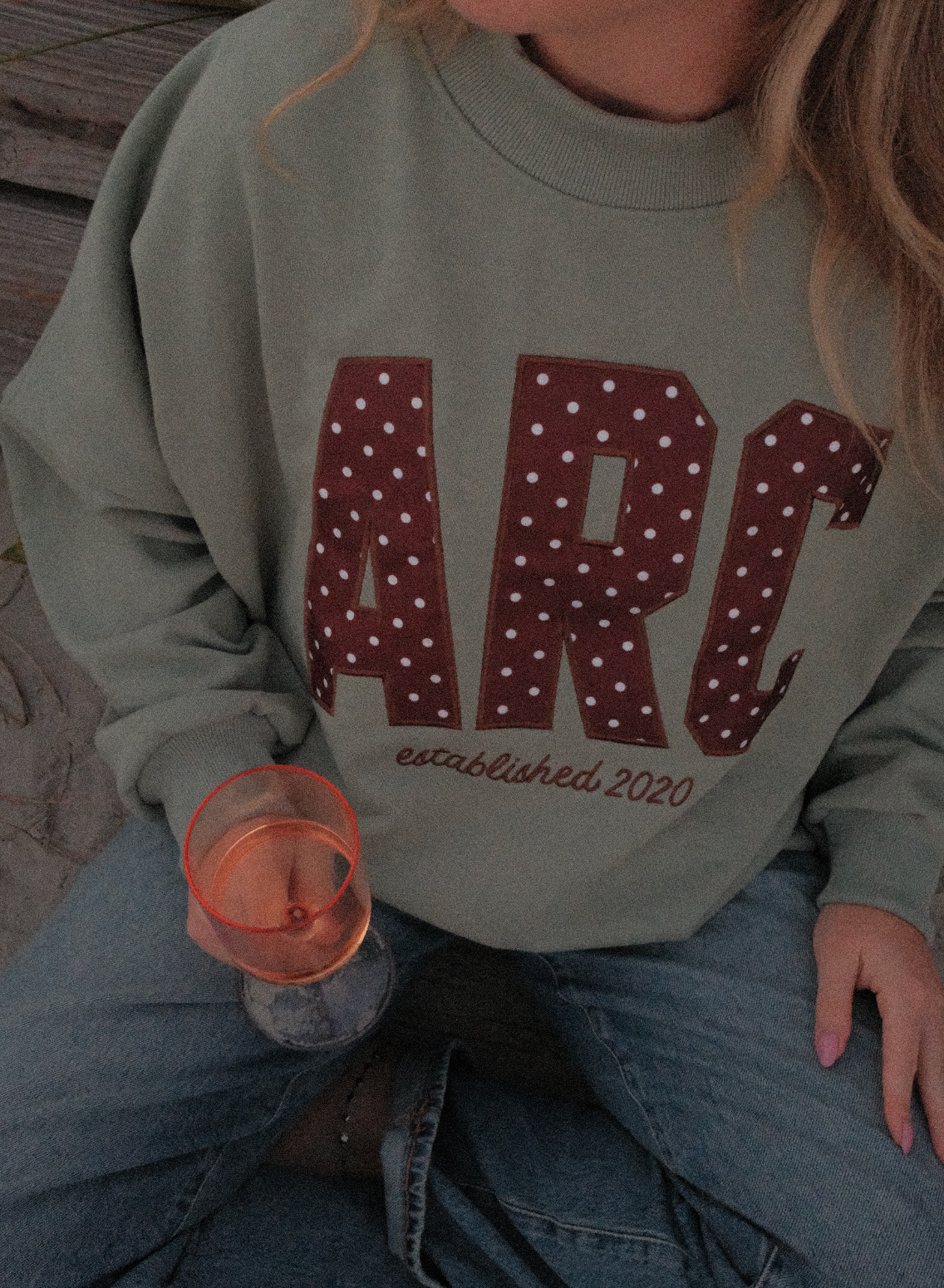 ARC Green Polka Dot Mock Neck Sweatshirt