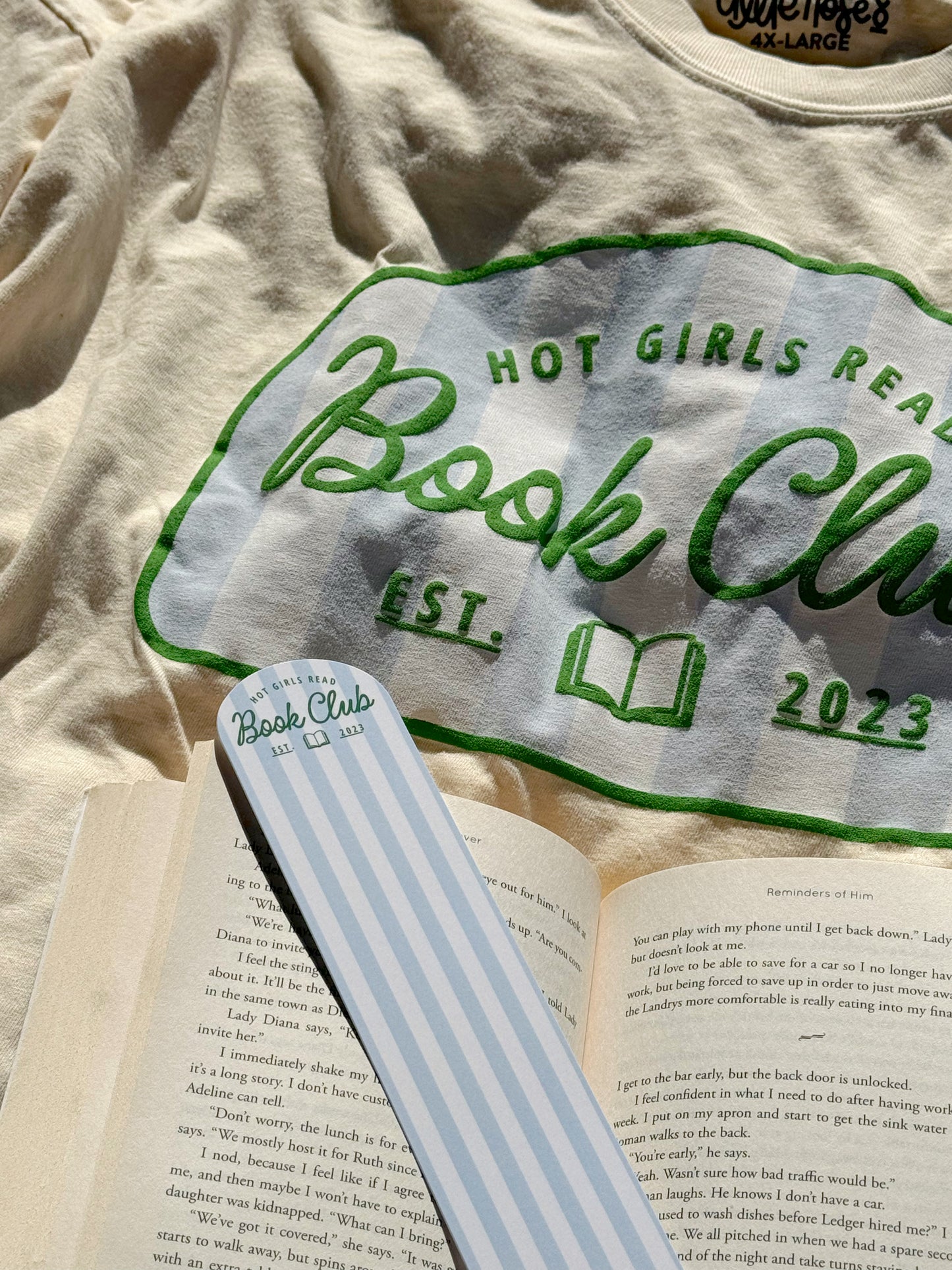 Blue Striped Hot Girls Read Short Sleeve Tee