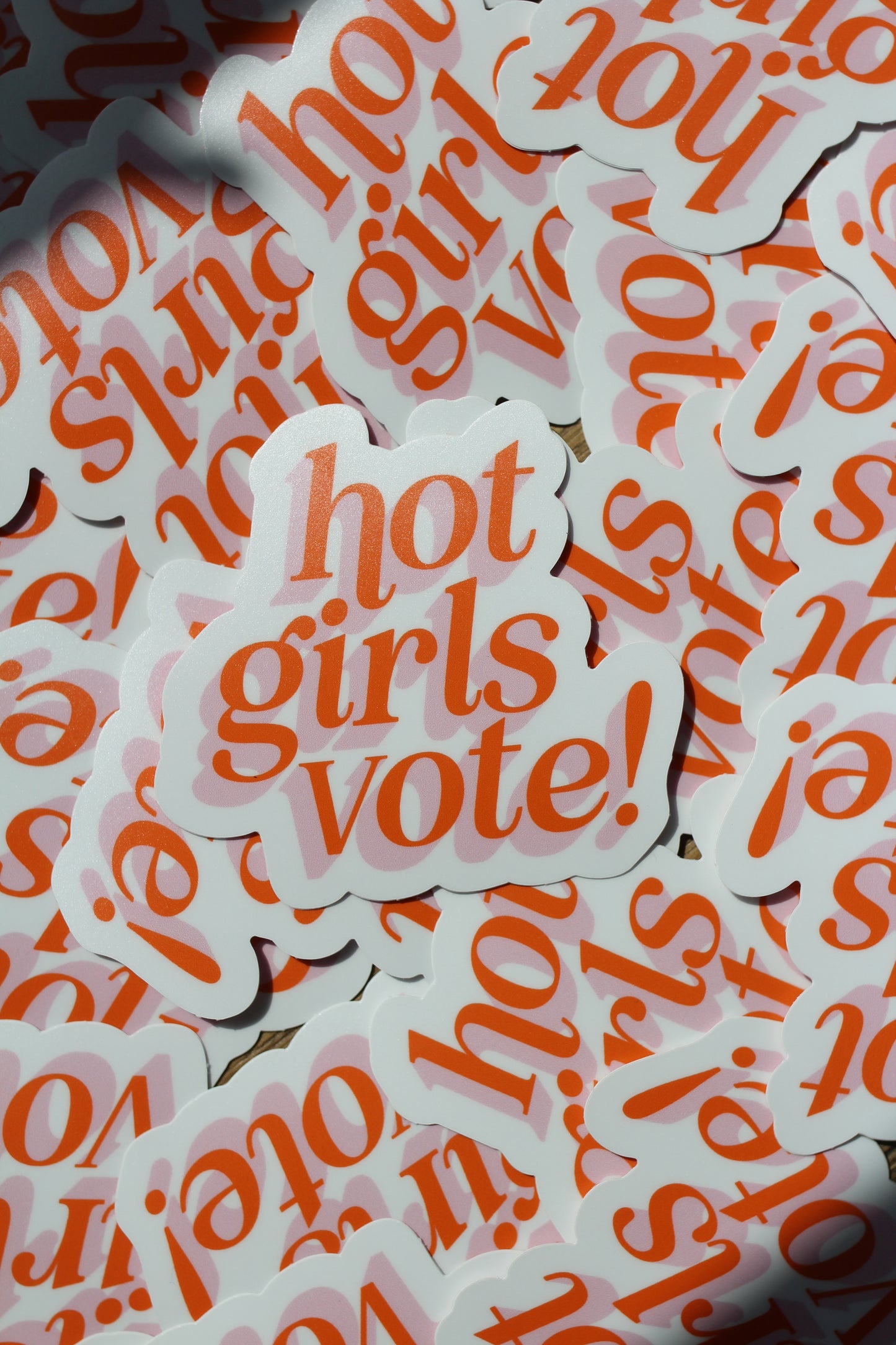 Orange & Pink Hot Girls Vote Sticker