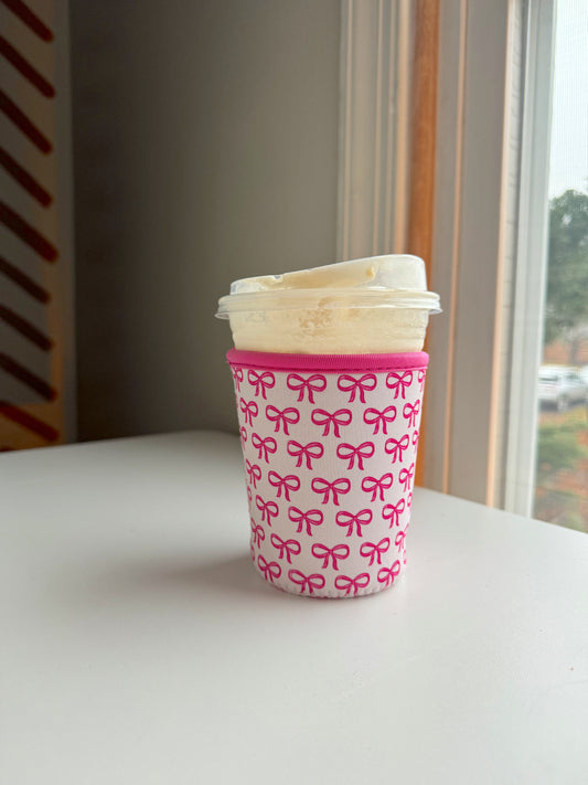 Pink Bow Iced Coffee Sleeve
