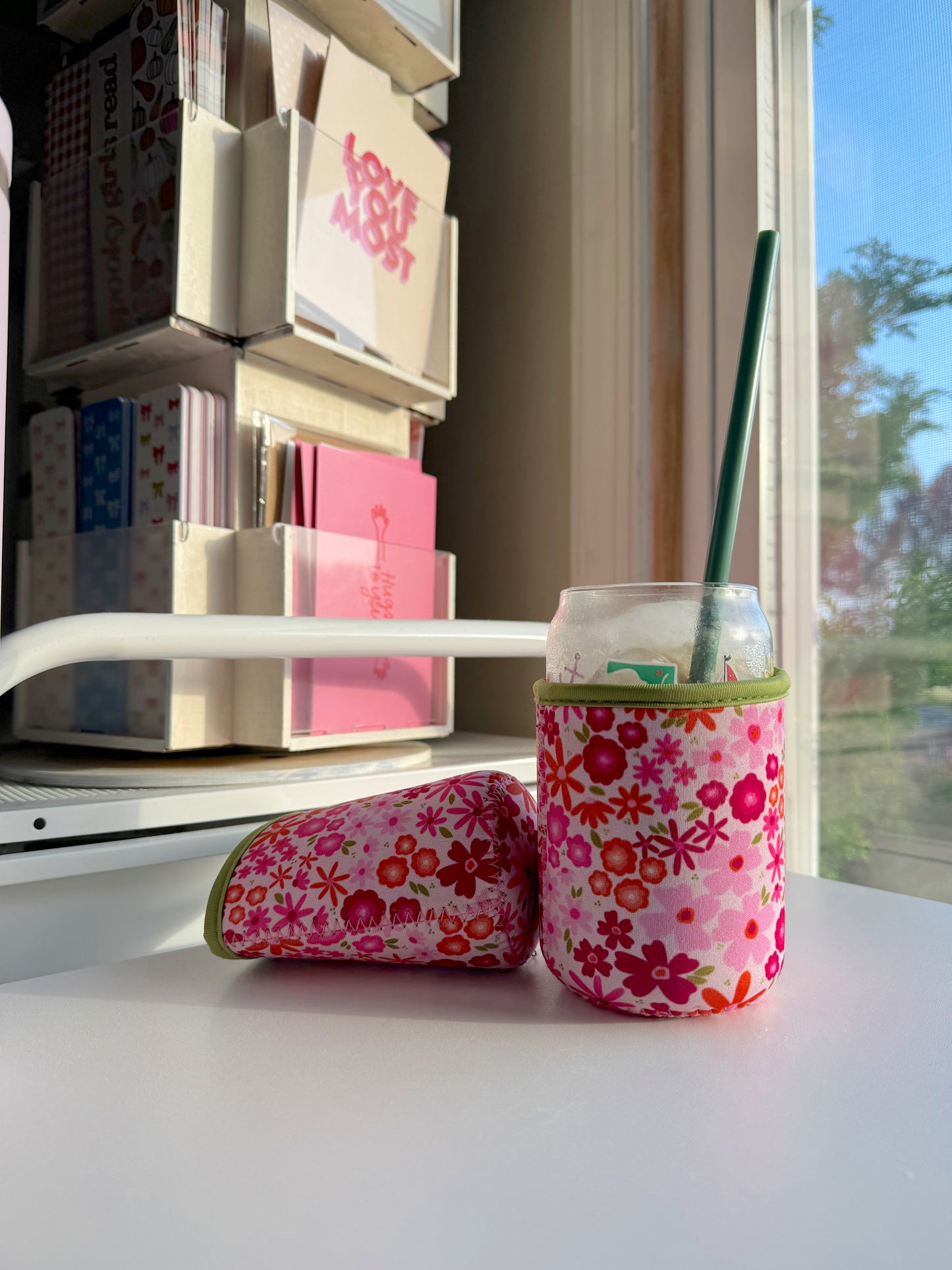 Pink & Orange Floral Drink Sleeve